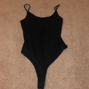Black ribbed body suite